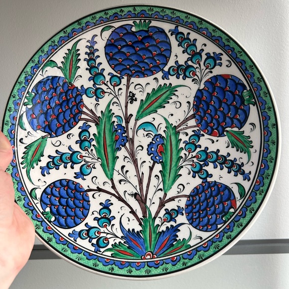 Other - Hand-Painted Blue & Green Ceramic Decorative Plate - Made in Turkey